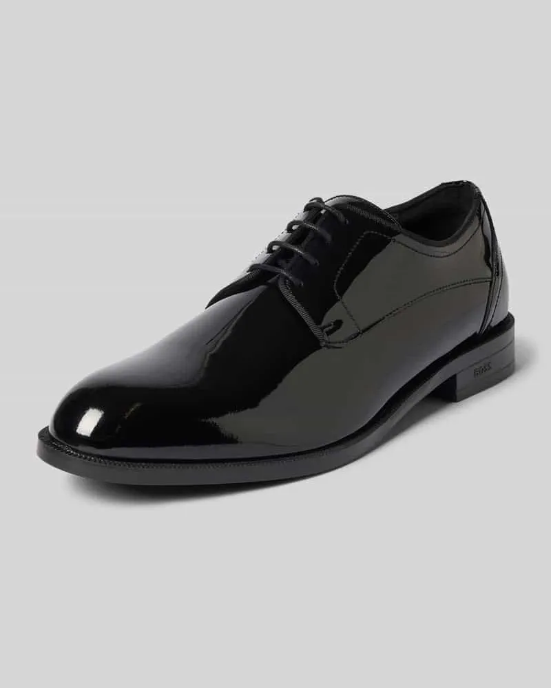 HUGO BOSS Schnürschuhe aus Lackleder Modell 'Tayil Black