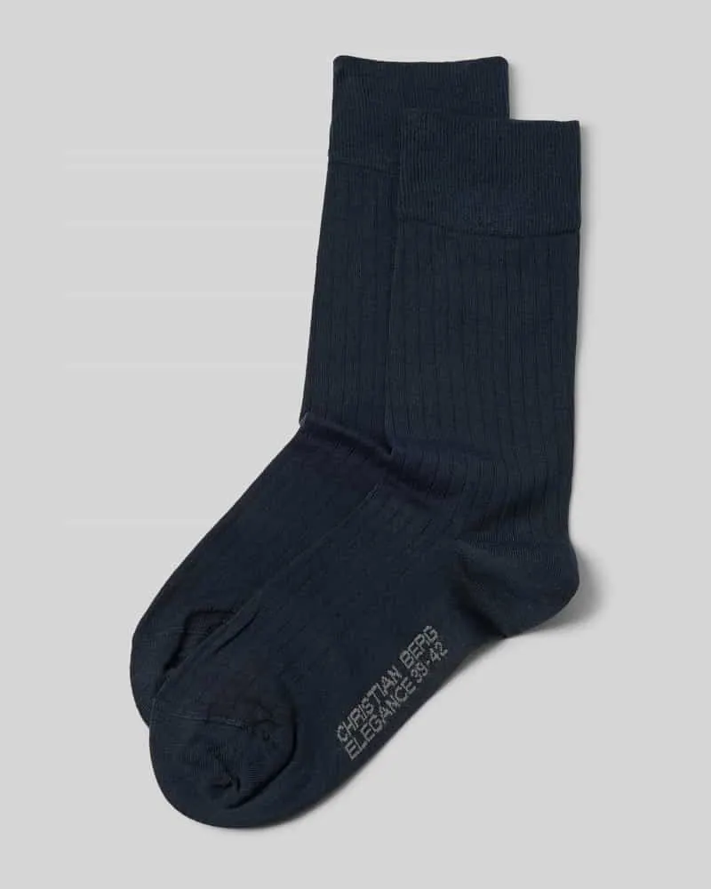 Christian Berg Socken mit Label-Print im 2er-Pack Marine