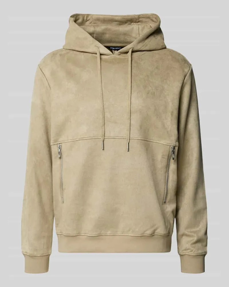 Antony Morato Regular Fit Hoodie mit Reißverschlusstaschen Beige