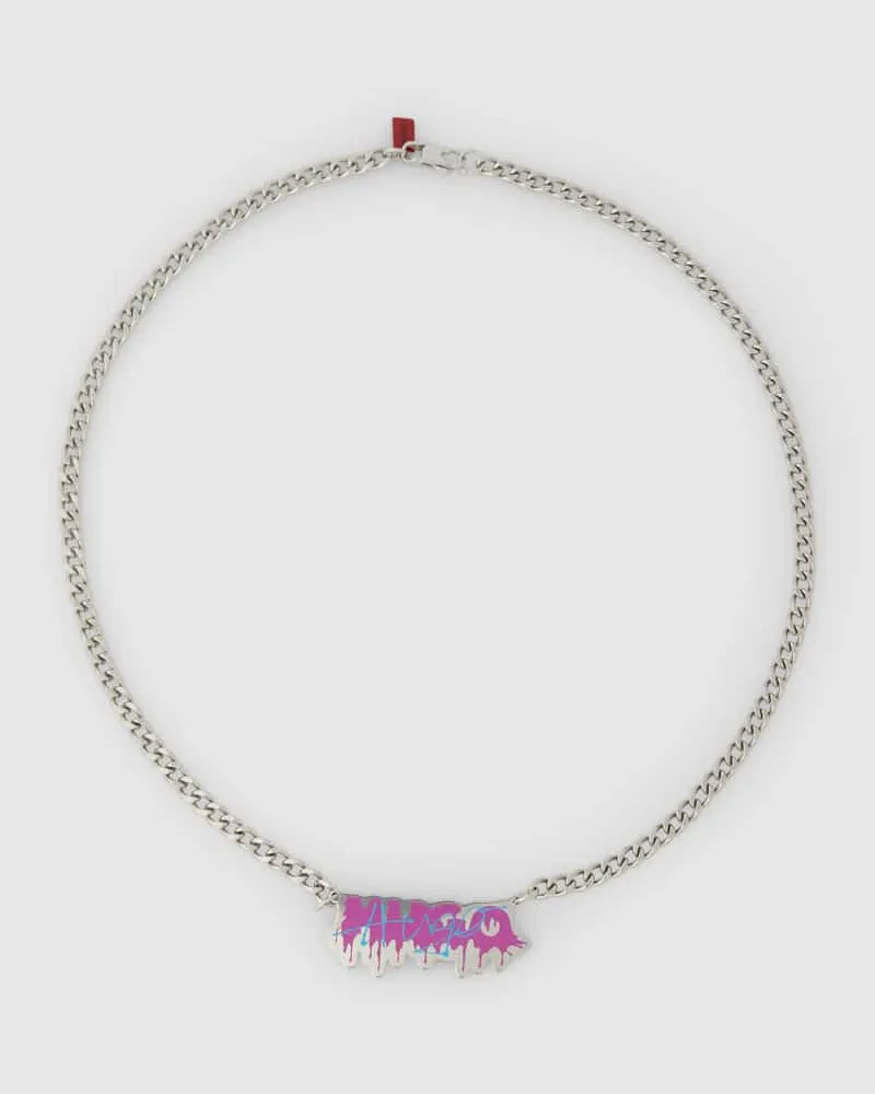 HUGO BOSS Kette mit Label-Details Silber
