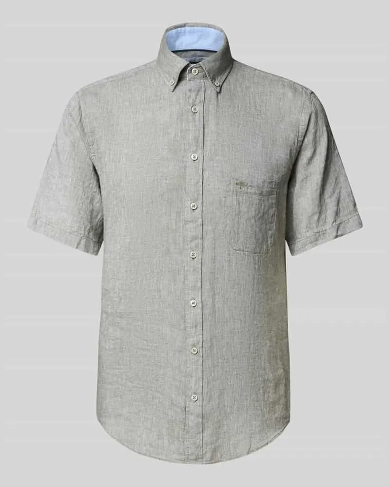 Fynch-Hatton Regular Fit Freizeithemd aus Leinen-Baumwoll-Mix Oliv