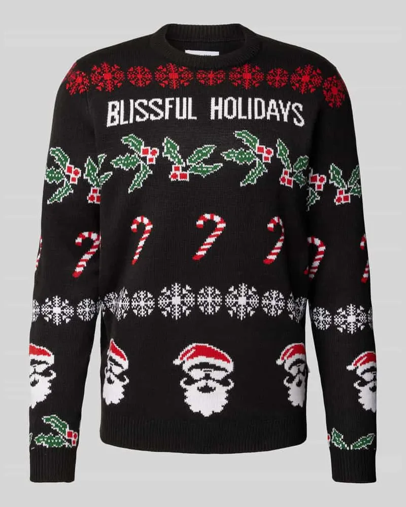 Only & Sons Strickpullover mit Motiv- und Statement-Stitching Modell 'XMAS 