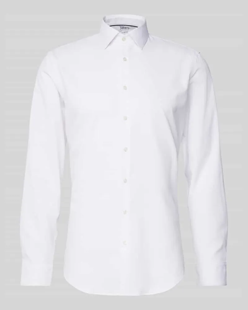 JAKE*S Slim Fit Business-Hemd mit Kentkragen Weiss