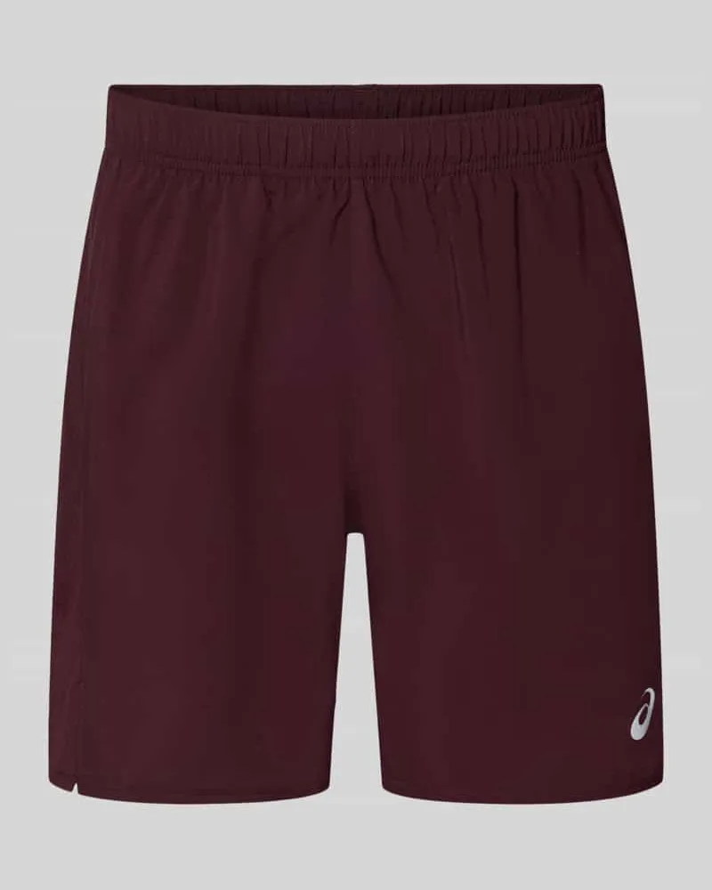 Asics Shorts mit elastischem Bund und Logo Dunkelrot