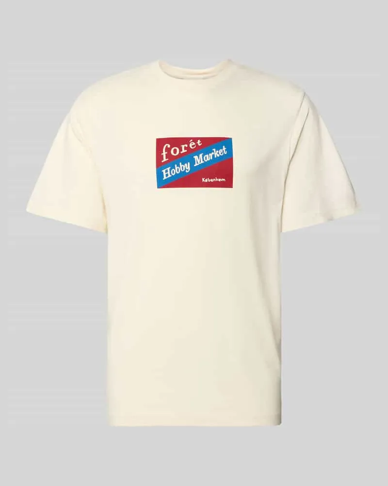 forét T-Shirt aus Escorial Wolle mit Motiv-Print Modell 'HOBBY Offwhite