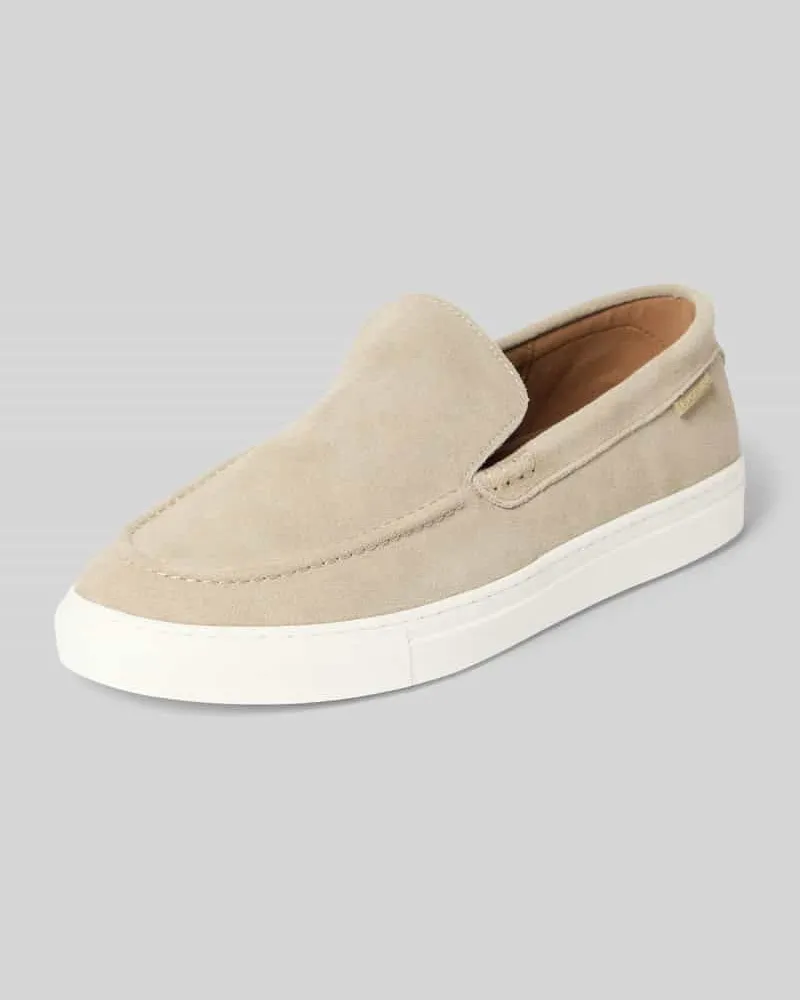 PS Poelman Loafer aus echtem Leder mit Logo-Detail Sand