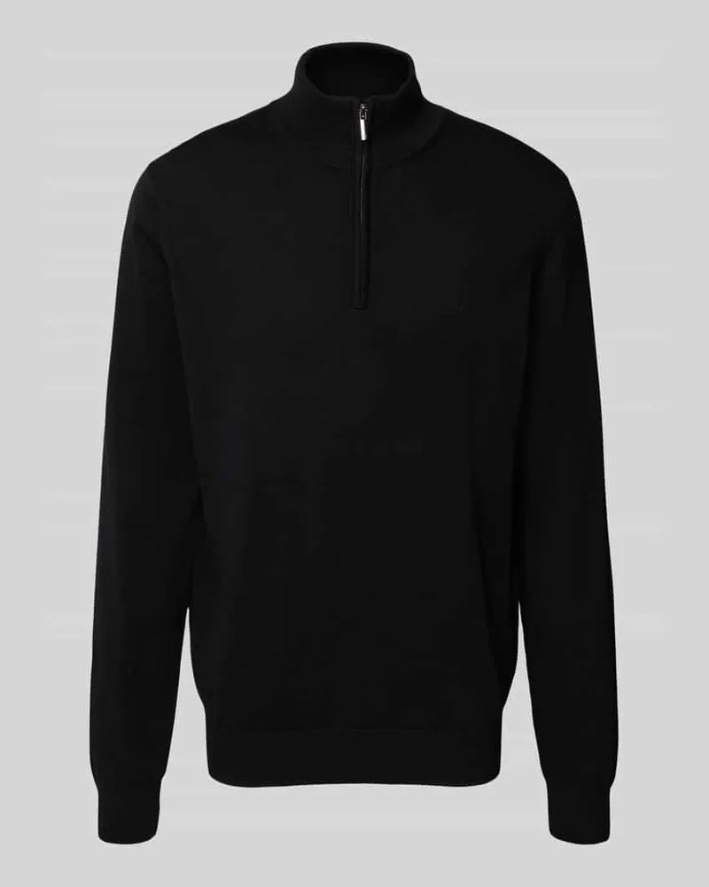 Fynch-Hatton Strickpullover mit Troyer-Kragen Black