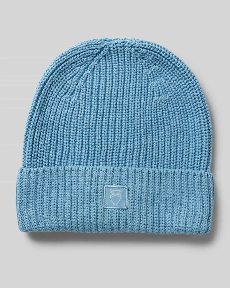 Knowledge Cotton Apparel Beanie mit Umschlag und Label-Patch 
