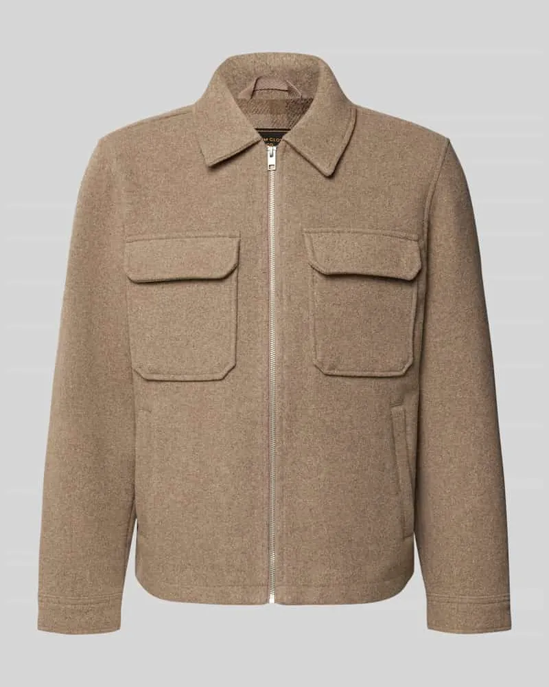 Jack & Jones Regular Fit Hemdjacke mit Brusttaschen Modell 'WAKEFIELD Taupe