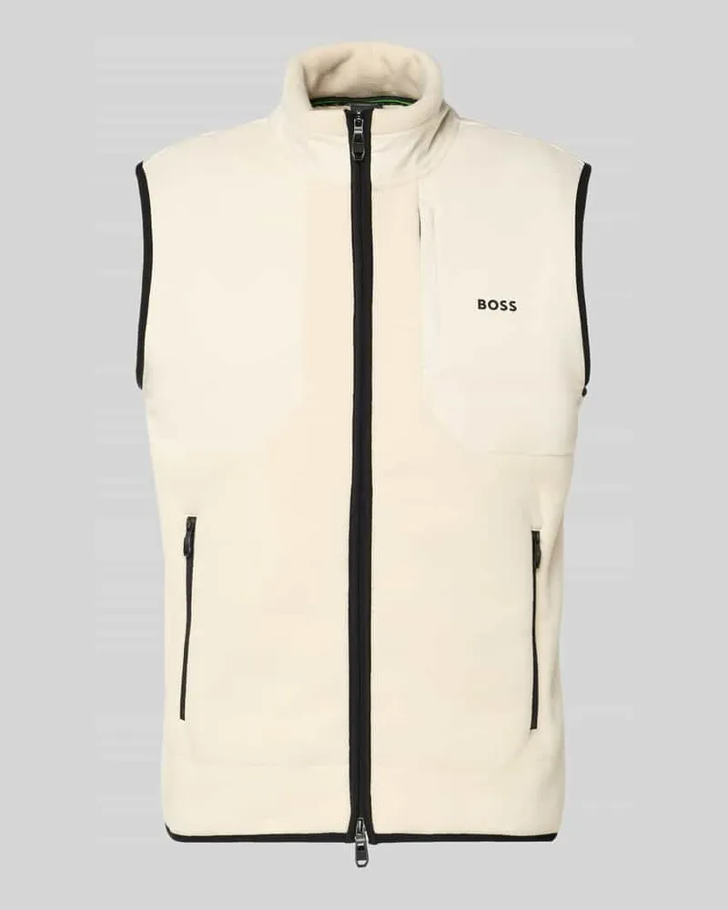 HUGO BOSS Regular Fit Weste mit Reißverschluss Modell 'HOLE19 SVEEDY Beige