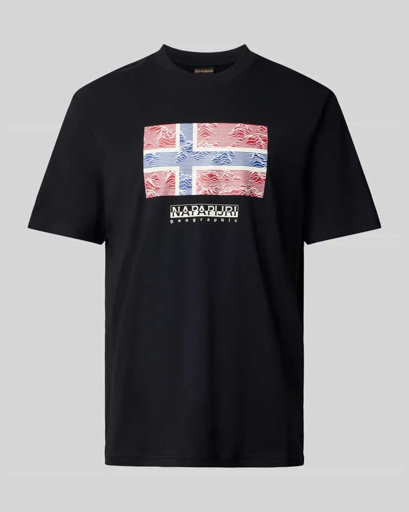 Napapijri T-Shirt mit Label-Print Modell 'DRAPEAU Black