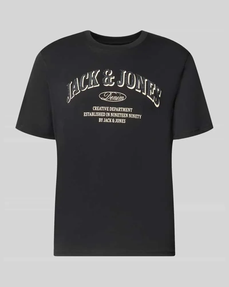 Jack & Jones Regular Fit T-Shirt aus reiner Baumwolle Modell 'Denver Black