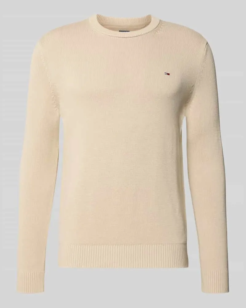 Tommy Hilfiger Regular Fit Strickpullover aus reiner Baumwolle Beige
