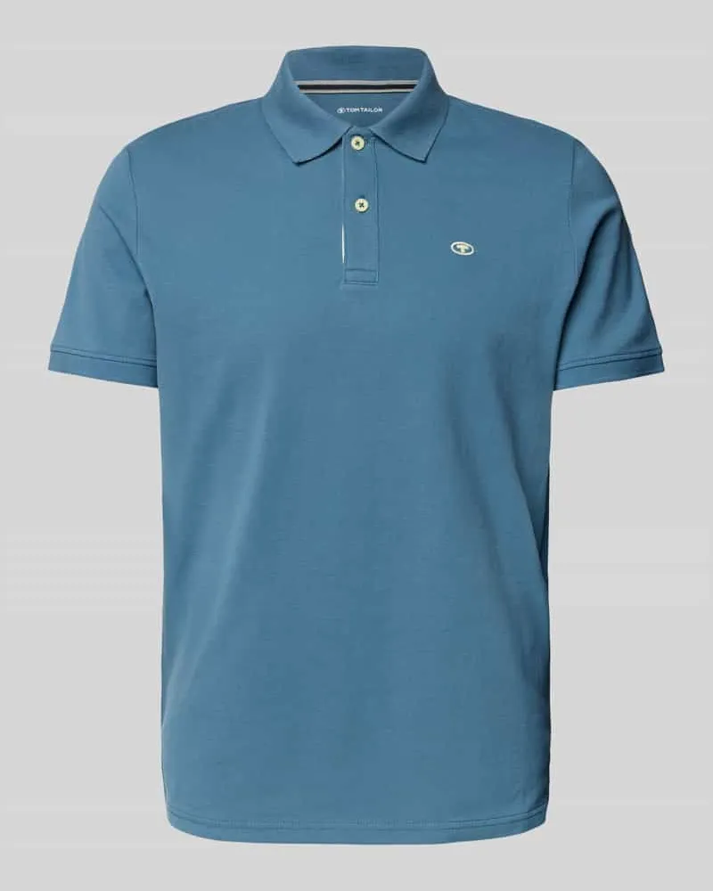 Tom Tailor Regular Fit Poloshirt aus Baumwoll-Piqué mit Logo-Stitching Dunkelblau