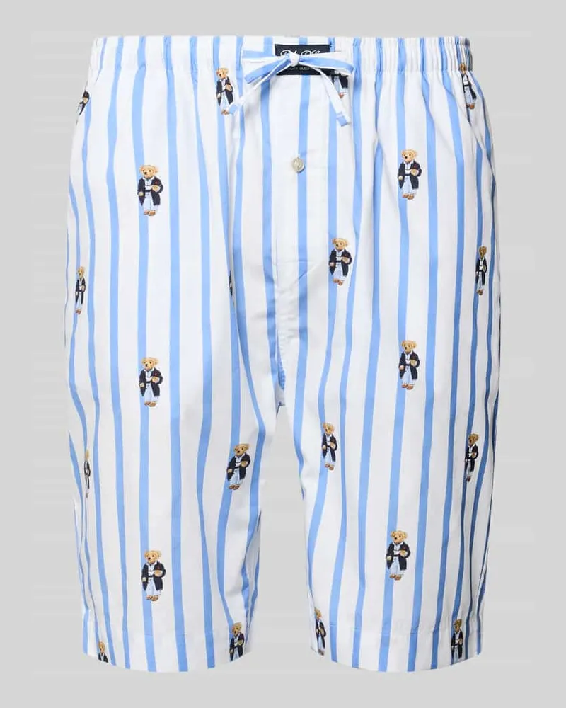Ralph Lauren Pyjamashorts mit Tunnelzug aus reiner Baumwolle Hellblau