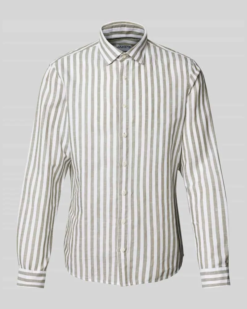 JAKE*S Slim Fit Freizeithemd aus Leinen-Mix 