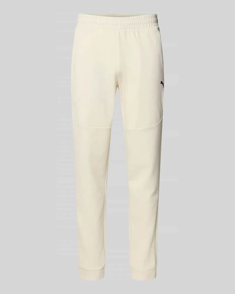 Puma Regular Fit Sweathose mit Logo-Print Modell 'Pumatech Ecru