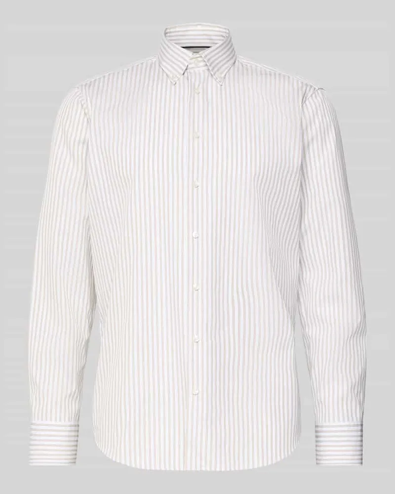 Christian Berg Regular Fit Business-Hemd mit Knopfleiste Sand