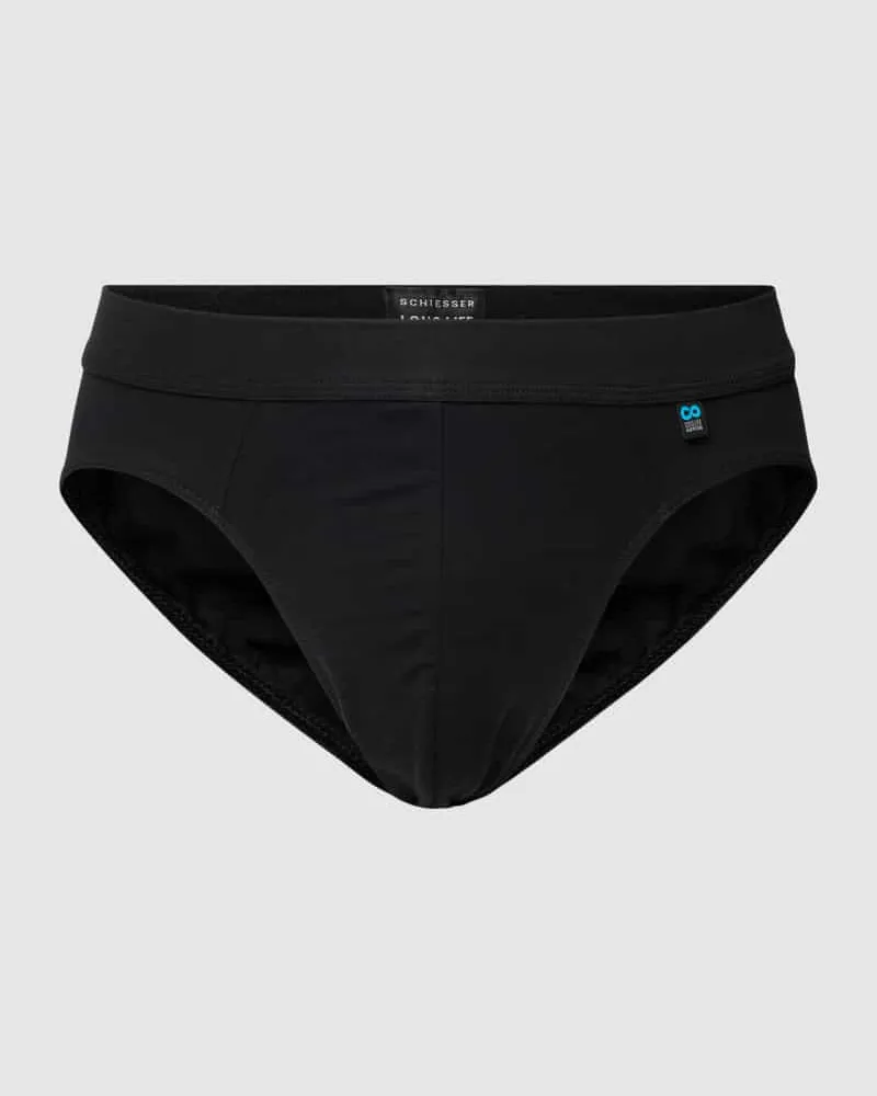 Schiesser Slip mit Teilungsnähten Modell 'Long Life Cotton Export Black