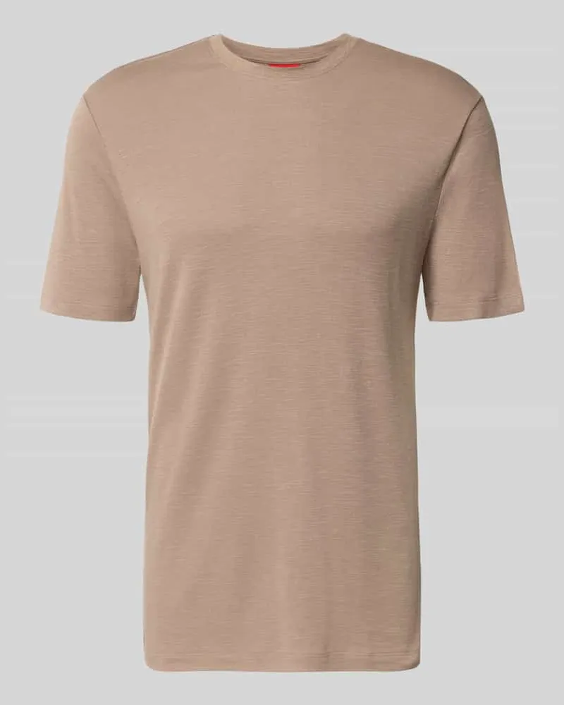 HUGO BOSS Regular Fit T-Shirt aus Lyocell-Leinen-Mix Modell 'DULEROSTEE Hellbraun