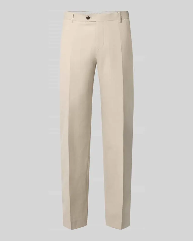Bugatti Straight Fit Hose aus Schurwoll-Mix Beige
