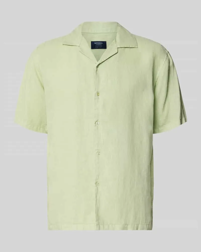 McNeal Regular Fit Leinenhemd mit Reverskragen Mint