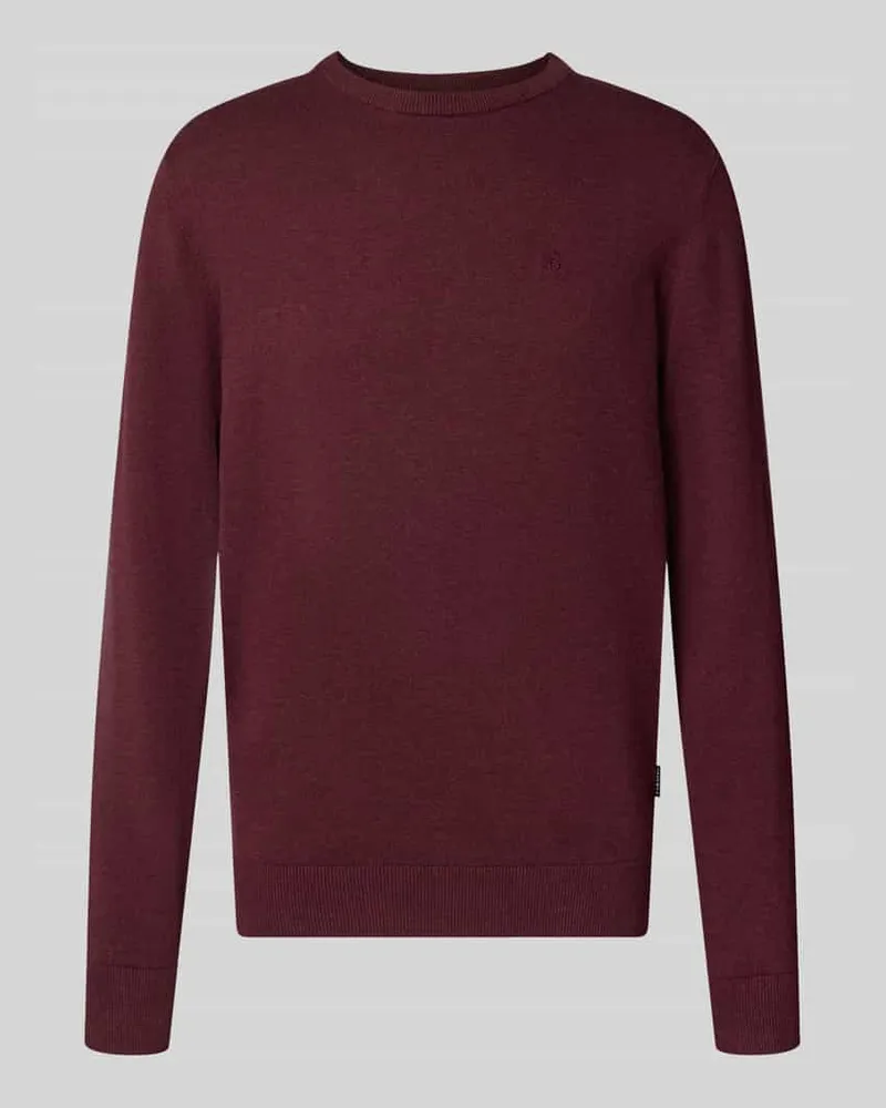 Bugatti Relaxed Fit Strickpullover aus reiner Baumwolle Bordeaux
