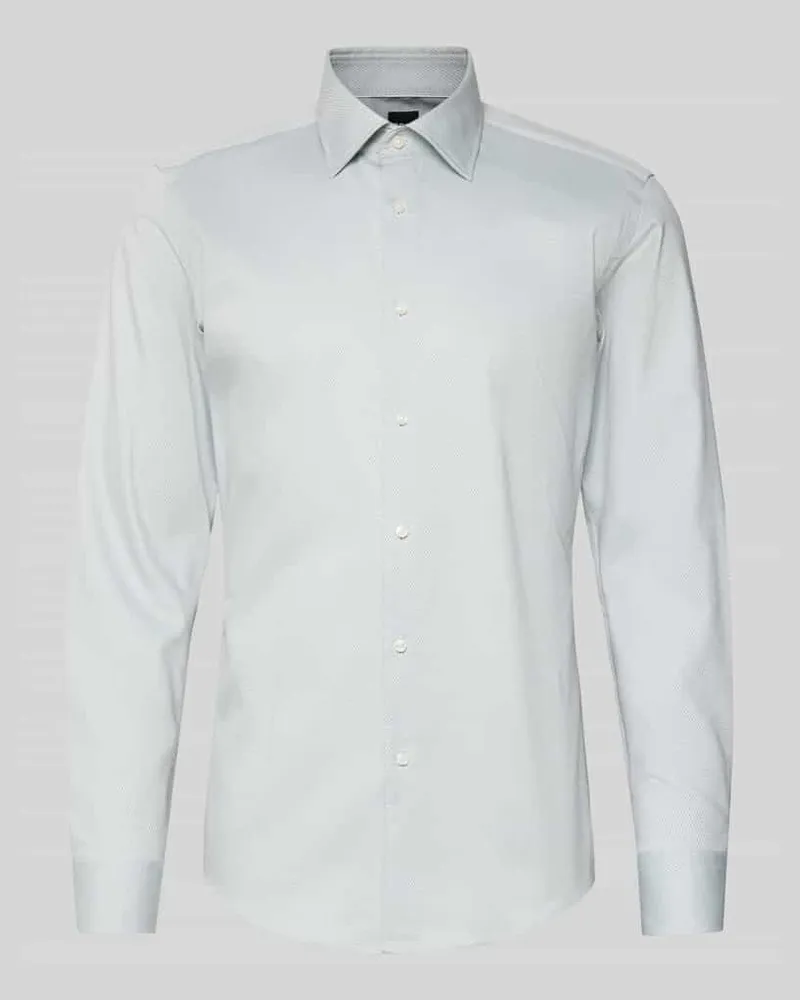 HUGO BOSS Slim Fit Businesshemd aus Baumwoll-Mix Modell 'HANK Gruen