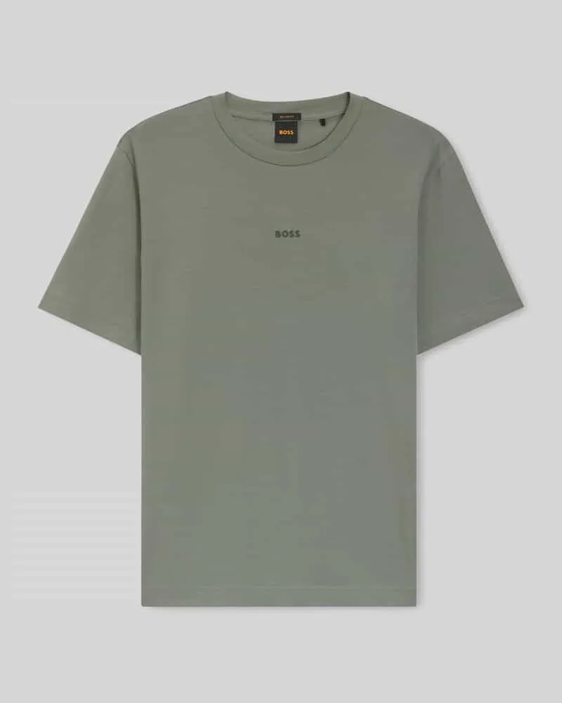 HUGO BOSS Relaxed Fit T-Shirt aus Baumwoll-Mix Modell 'TCHUP Oliv