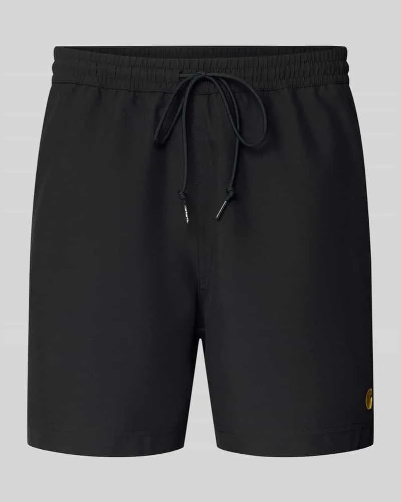 Carhartt WIP Regular Fit Badeshorts mit Logo-Stitching Modell 'Chase Black