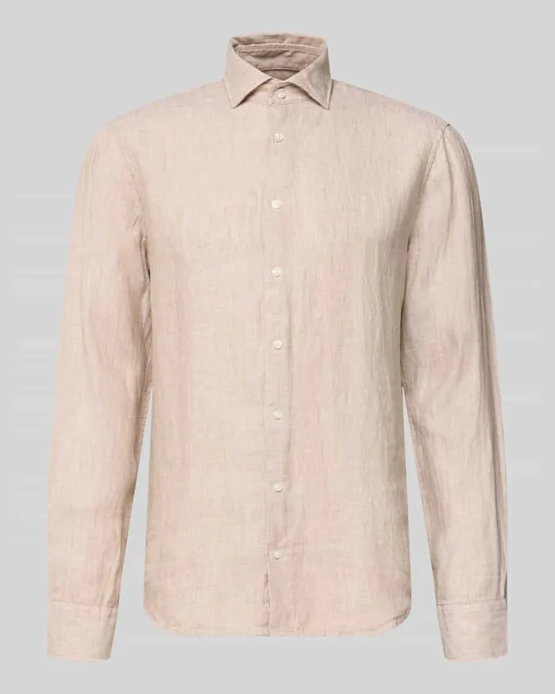 Seidensticker Regular Fit Business-Hemd aus Leinen mit Kentkragen Sand