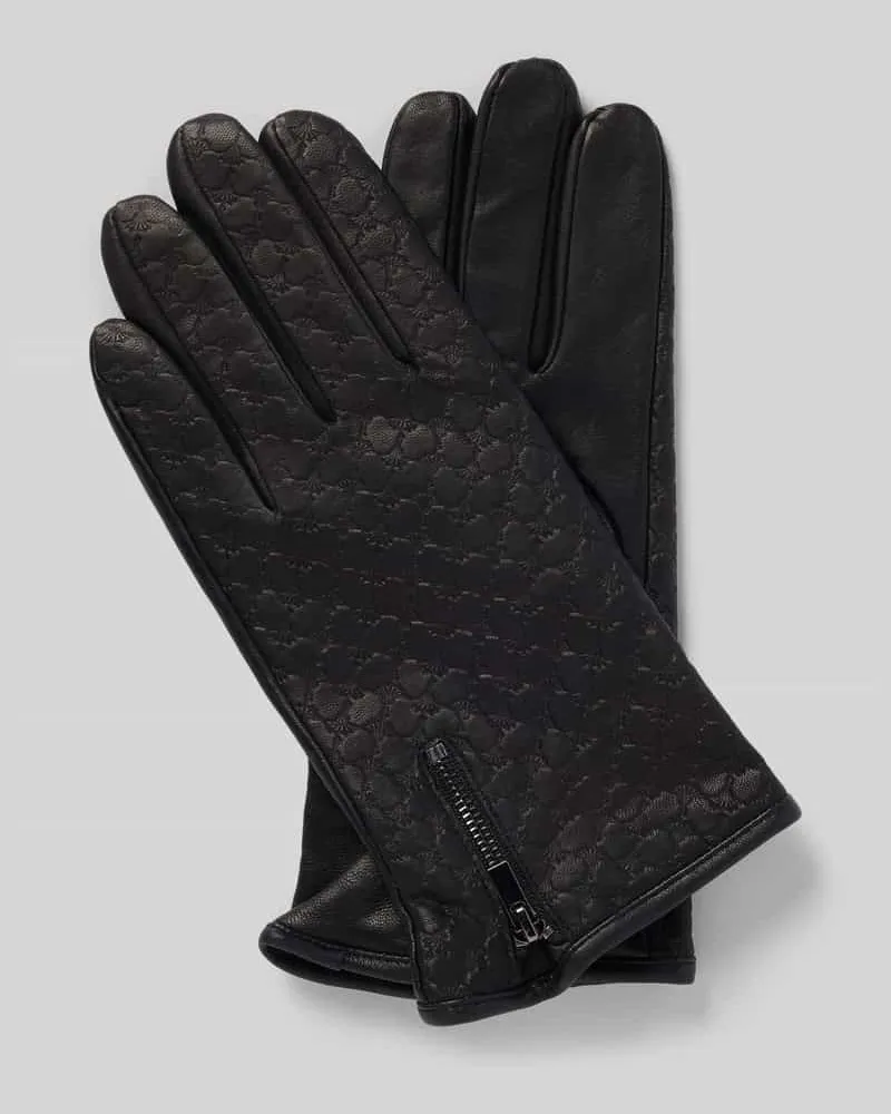 JOOP! Handschuhe aus Ziegenleder mit Riemen und Druckknopfverschluss Black