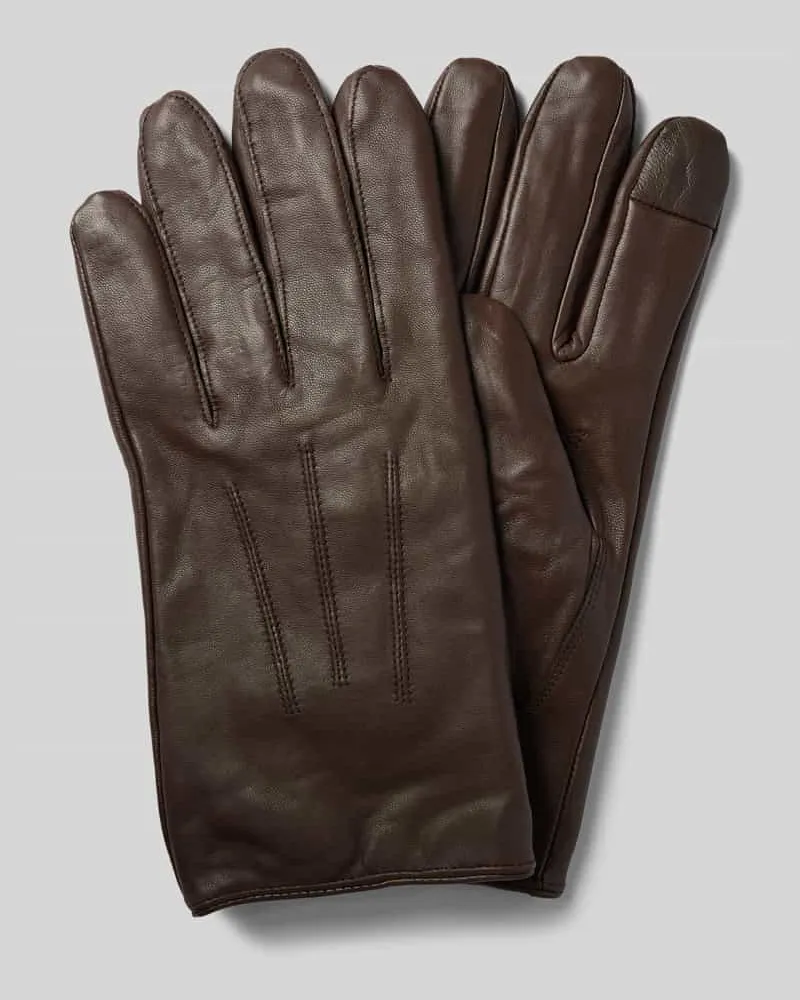 Barts Handschuhe aus echtem Leder Modell 'Birdsville Mittelbraun