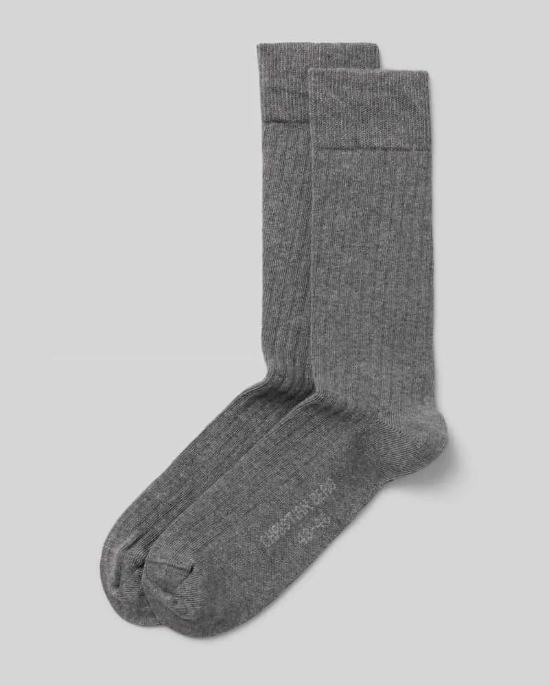 Christian Berg Socken mit Label-Print im 2er-Pack Graphit