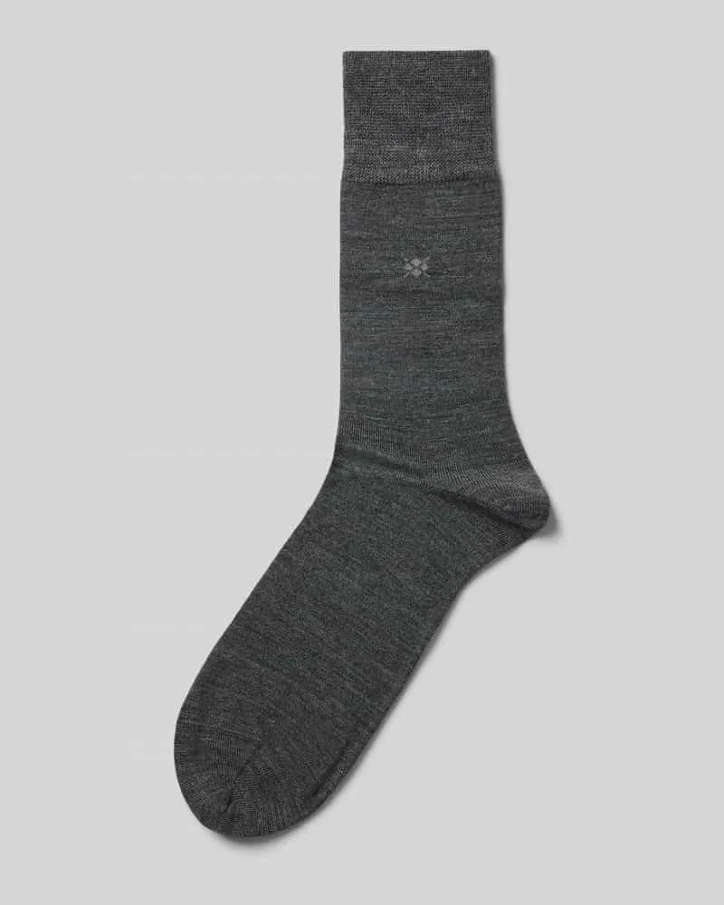Burlington Socken aus Schurwoll-Mix mit Logo-Stitching Modell 'Leeds Anthrazit