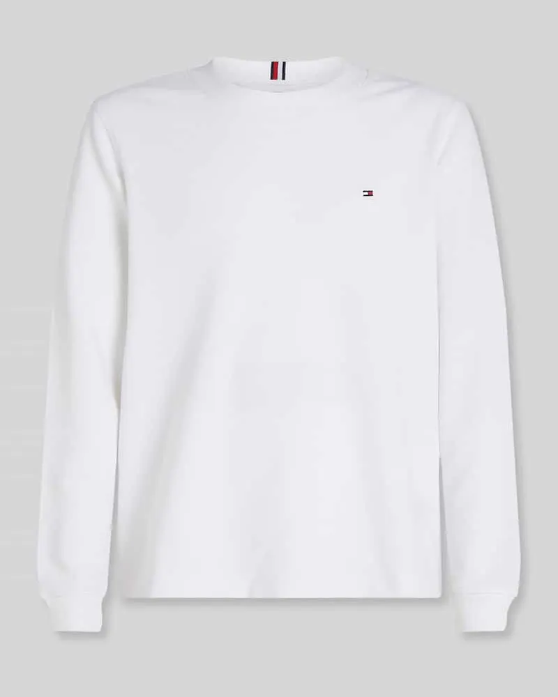Tommy Hilfiger Regular Fit Langarmshirt mit dezentem Logo-Detail Weiss