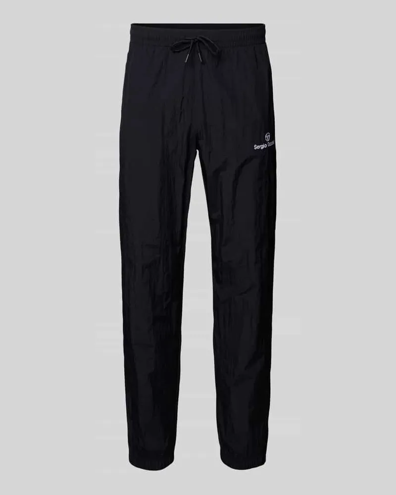 Sergio Tacchini Straight Fit Stoffhose mit Logo-Stitching Modell 'Nayla Black