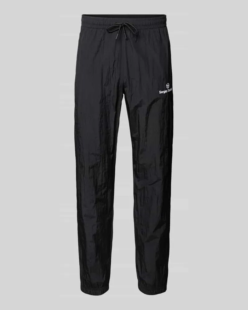 Sergio Tacchini Straight Fit Stoffhose mit Logo-Stitching Modell 'Nayla Black
