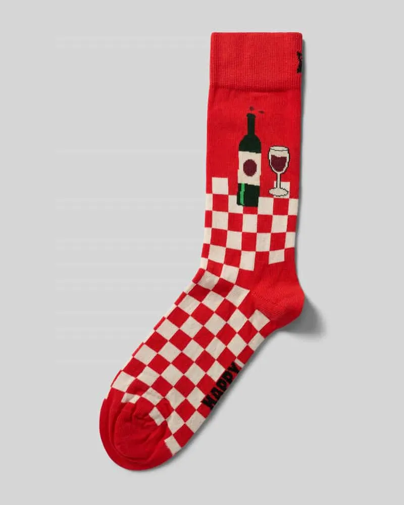 Happy Socks Socken mit geripptem Abschluss Rot