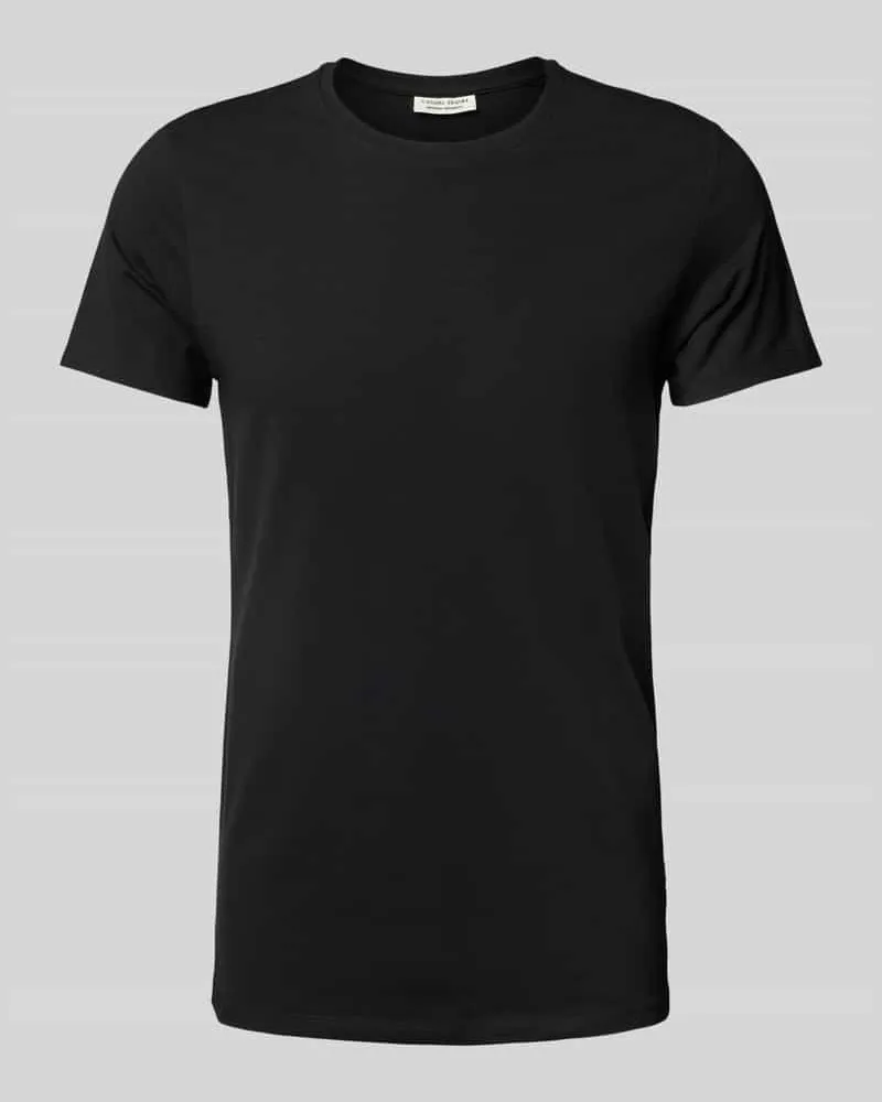 Casual Friday T-Shirt mit geripptem Rundhalsausschnitt 