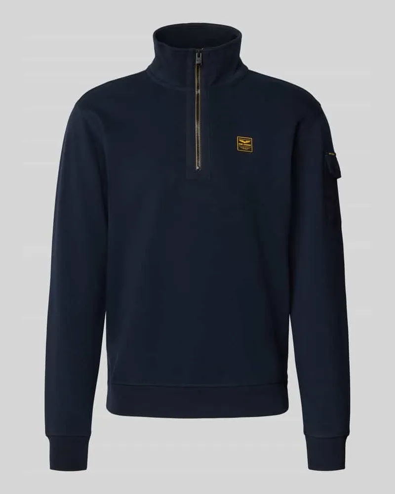 PME Legend Sweatshirt mit Troyer-Kragen und Label-Detail Petrol
