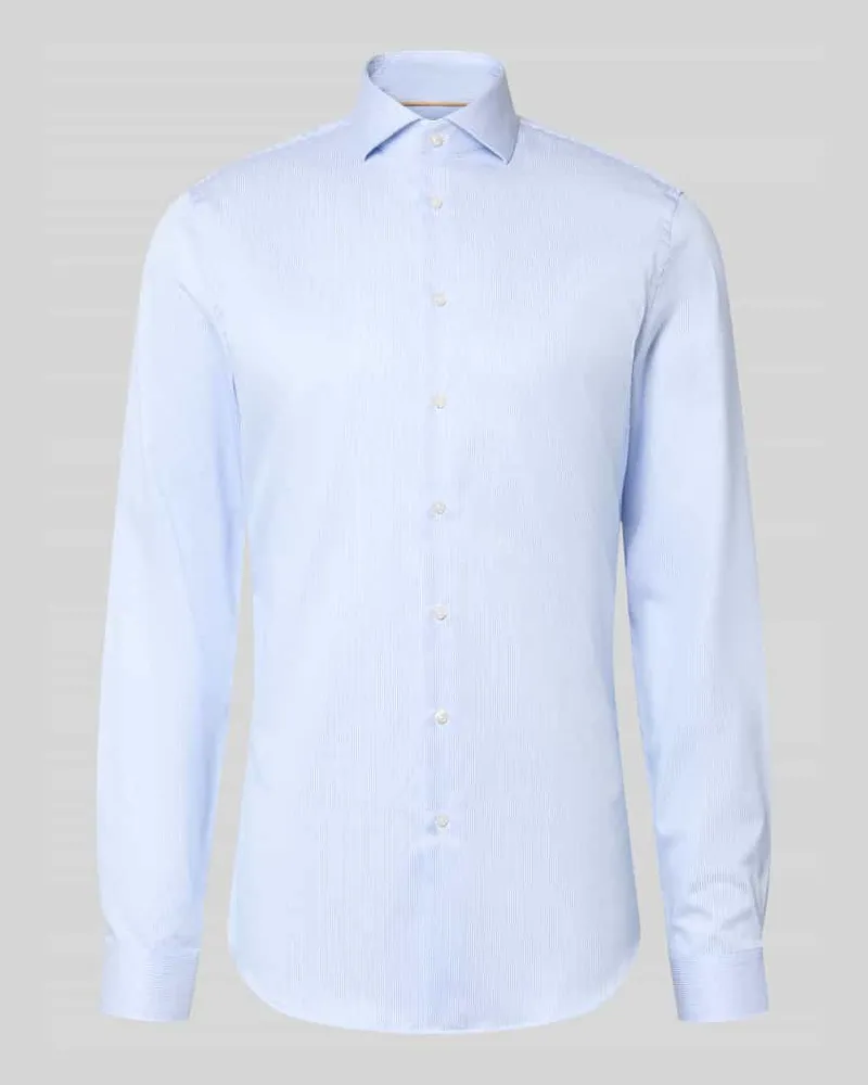 JAKE*S Slim Fit Businesshemd mit extra langem Arm Bleu