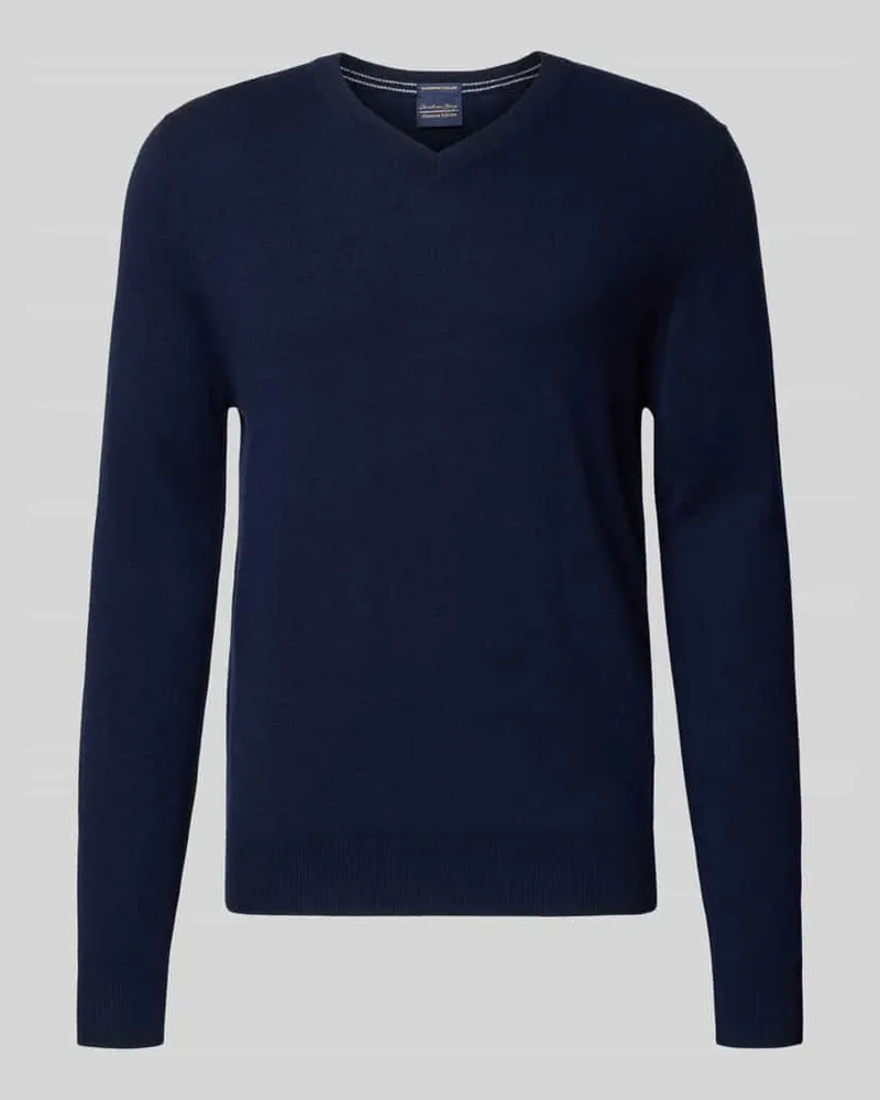 Christian Berg Strickpullover aus Wolle-Kaschmir-Mix mit V-Ausschnitt Marine