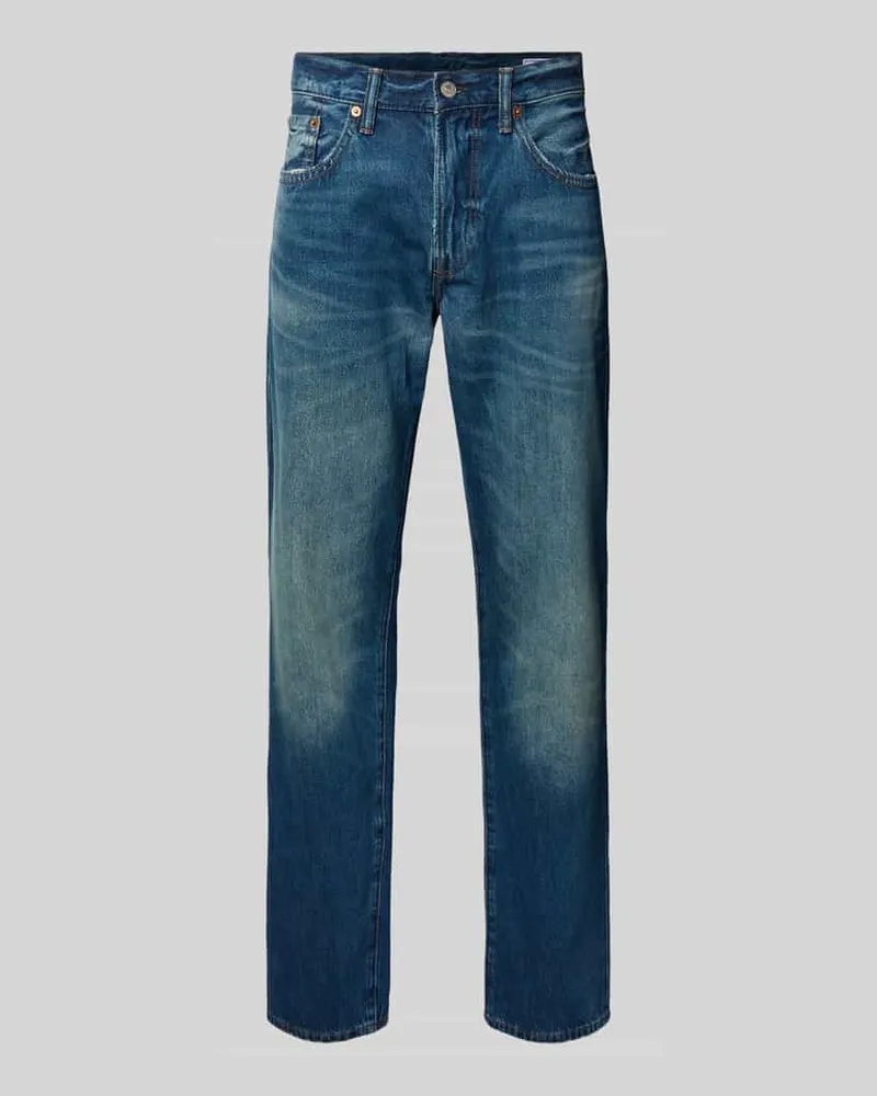 GAP Relaxed Straight Fit Jeans im Used-Look Dunkelblau