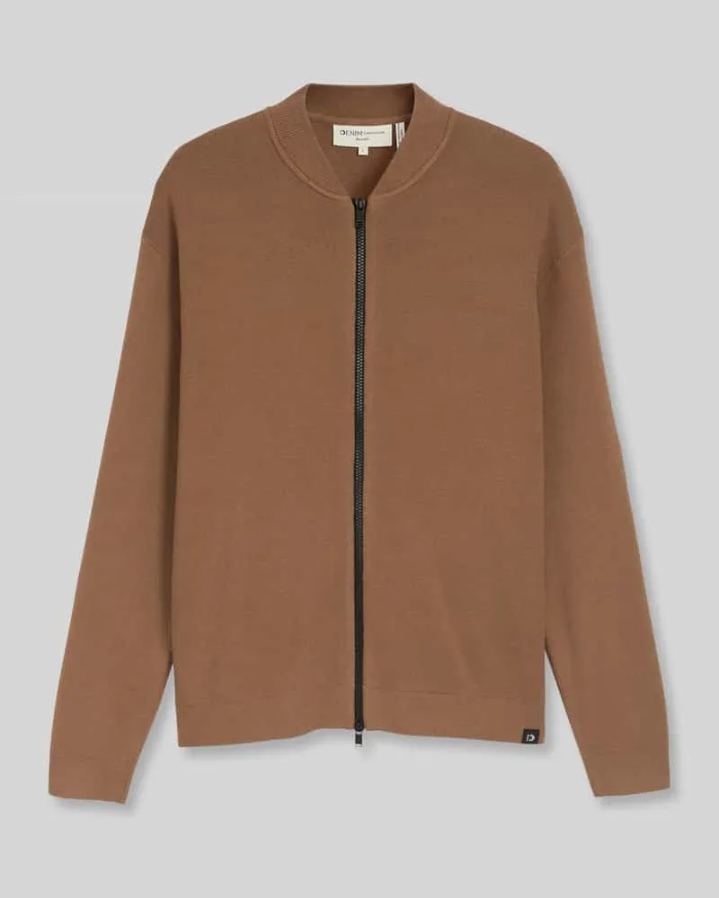 Tom Tailor Strickjacke mit Reißverschluss-Stehkragen Mittelbraun