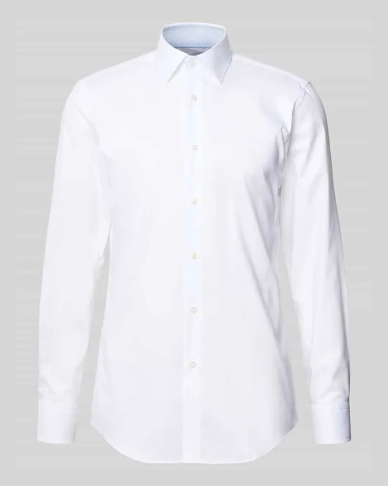 HUGO BOSS Slim Fit Businesshemd aus reiner Baumwolle Modell 'HANK Weiss