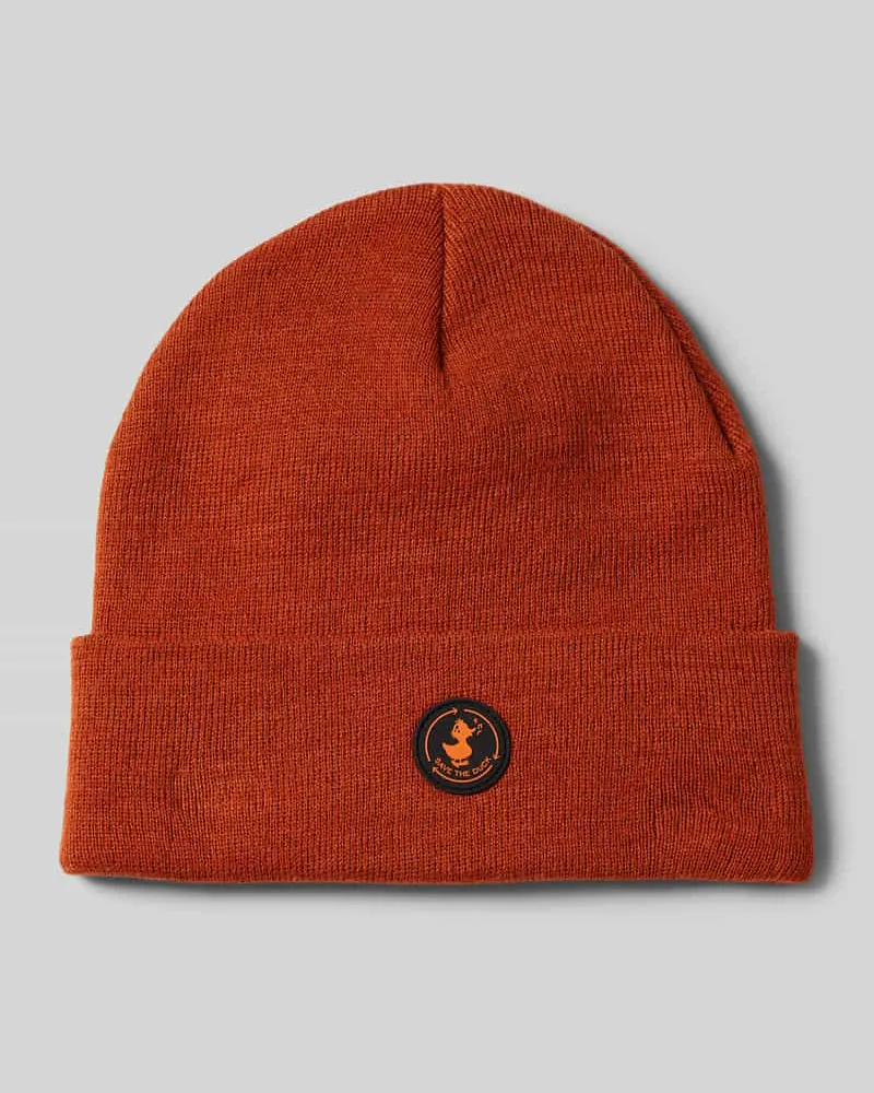 Save The Duck Beanie mit Label-Patch Modell 'LOU Orange