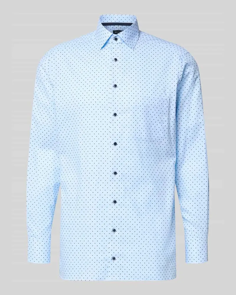 Olymp Regular Fit Businesshemd aus reiner Baumwolle mit Kentkragen Bleu