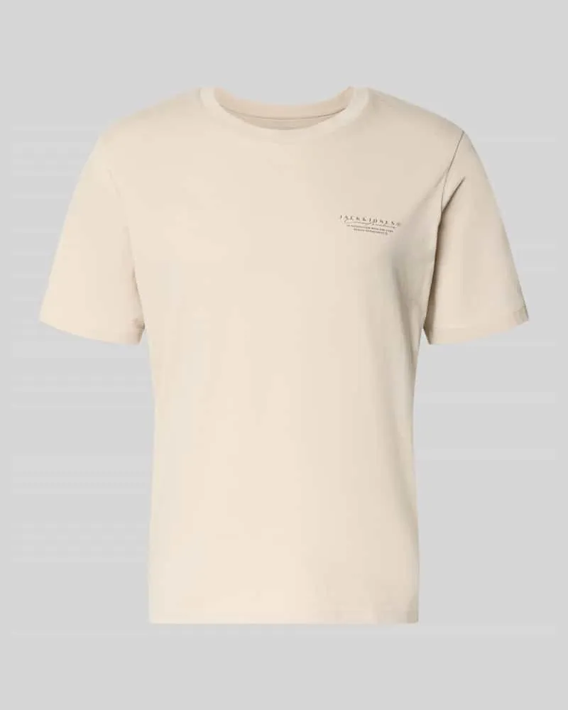 Jack & Jones T-Shirt mit Label-Print und Rundhalsausschnitt Offwhite