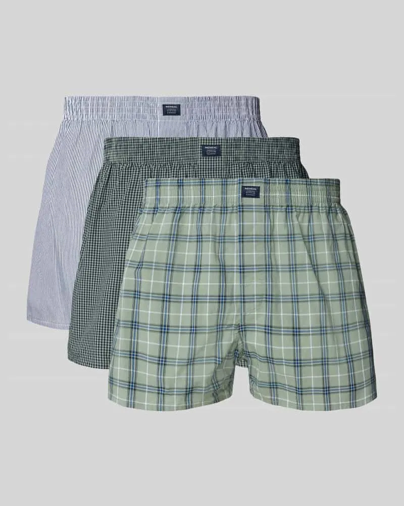 McNeal Boxershorts aus reiner Baumwolle mit Logo-Patch im 3er-Pack Metallic